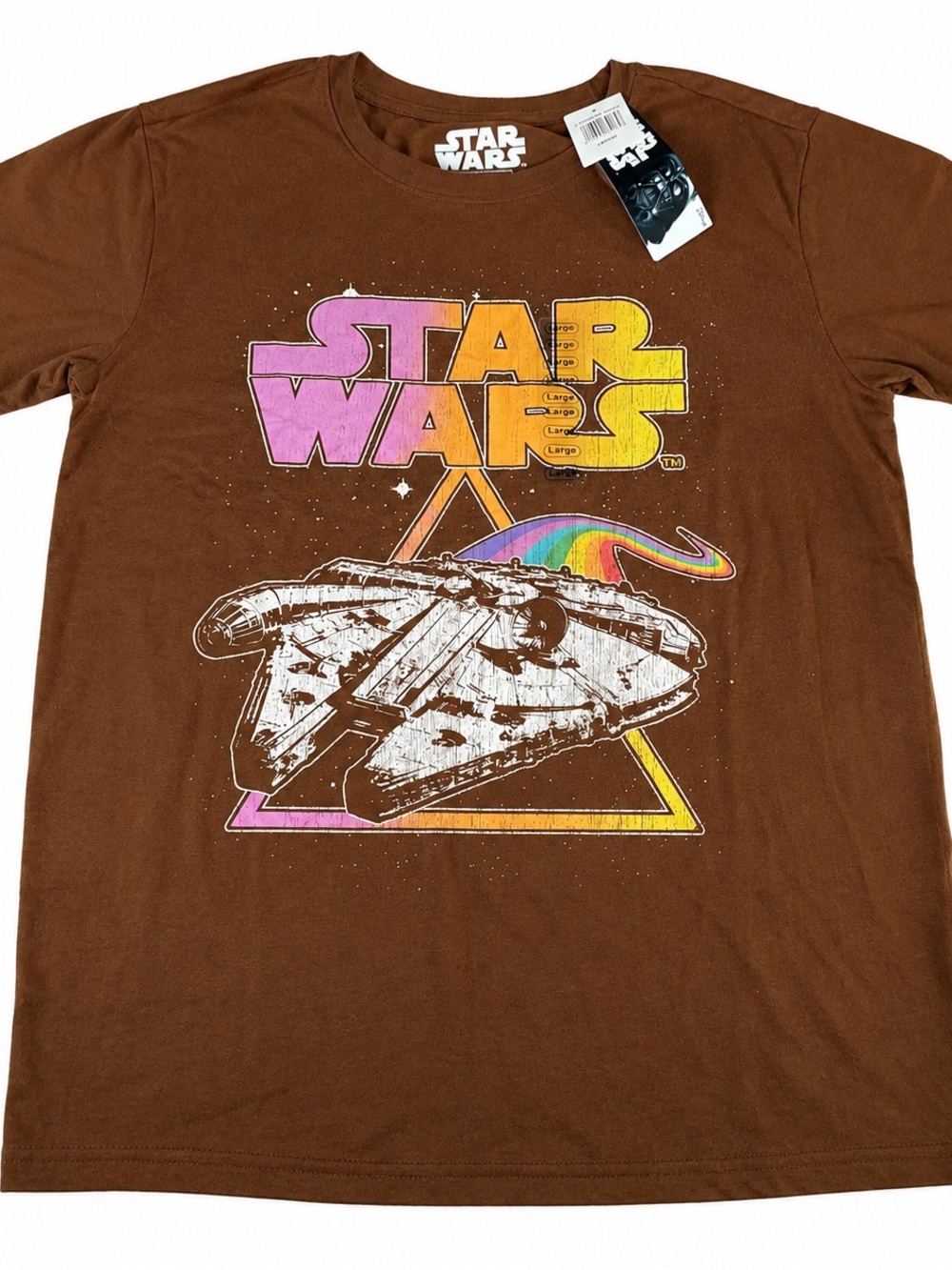 Star Wars Kids Brown Graphic Tee with Rainbow Retro Logo